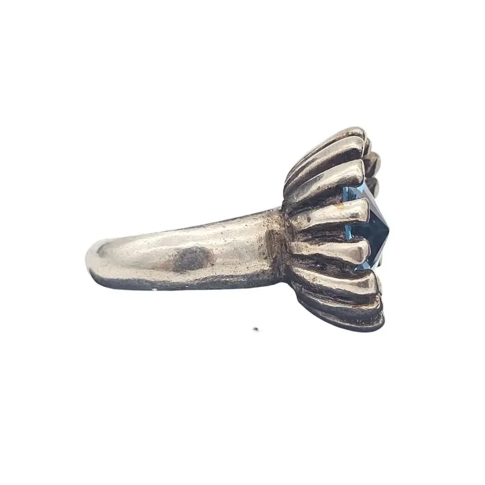 Vtg Avant Garde Sterling Silver Blue Stone Cocktail Ring Size 5.5 Signed